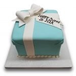 Fondant covered Tiffany box birthday cake