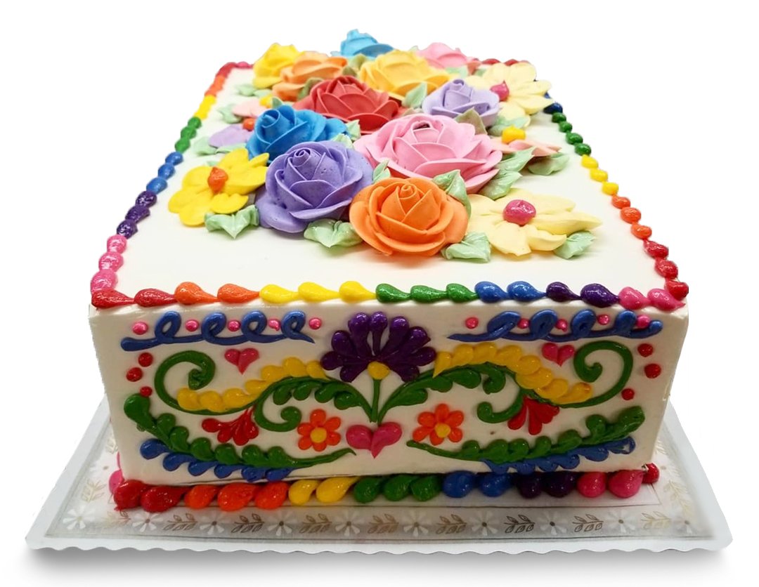 Colorful fiesta flowers brithday cake