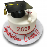 Simple graduation cake with cap and scroll