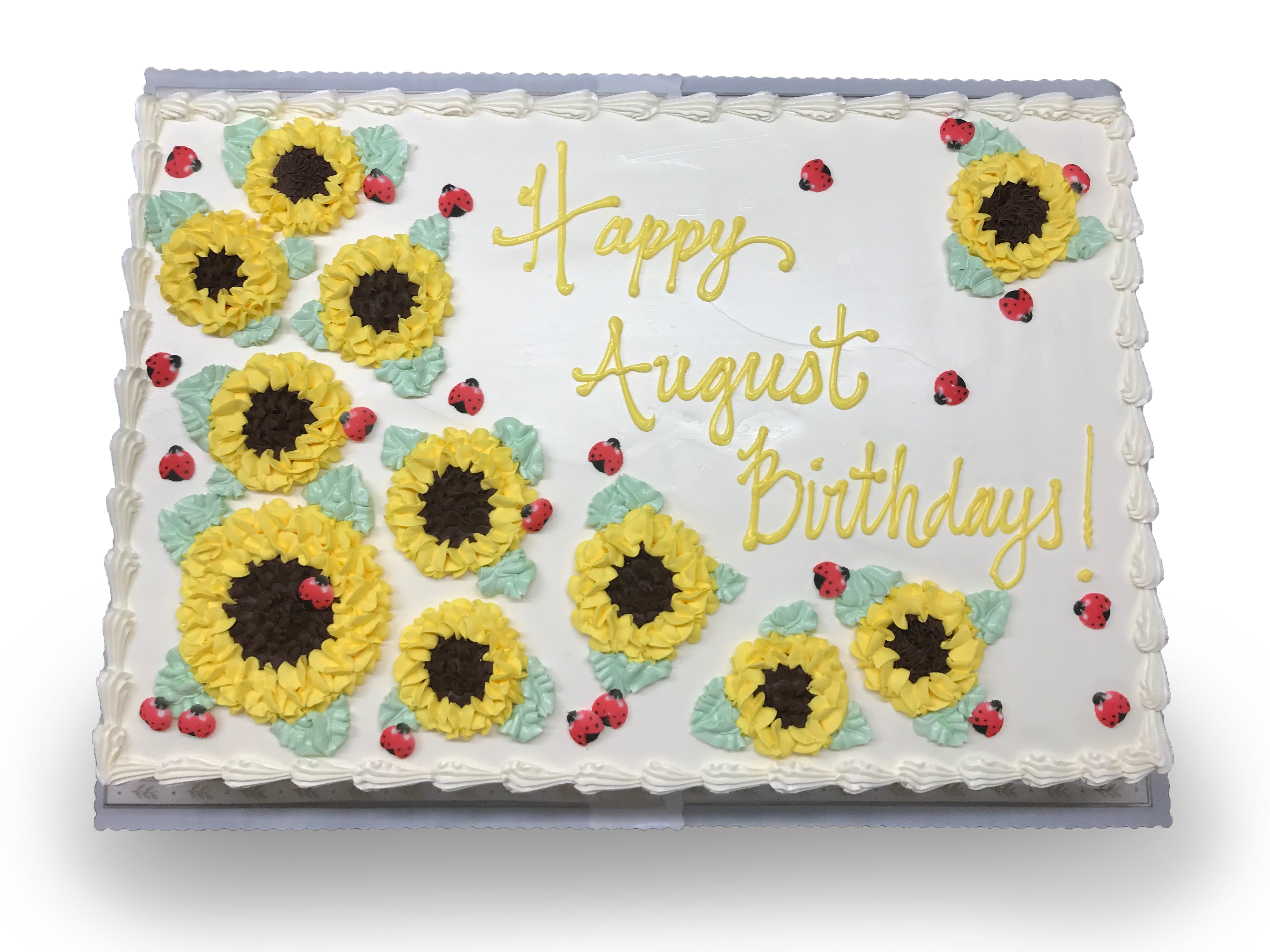 AB005. Sunflowers and ladybugs sheetcake