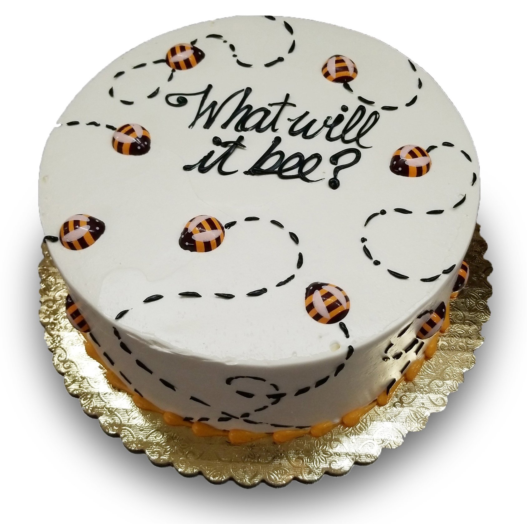 BS08. Bumble bee gender reveal cake