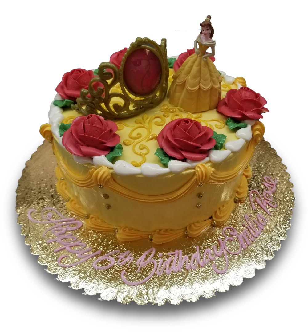Belle and red roses birthday cake