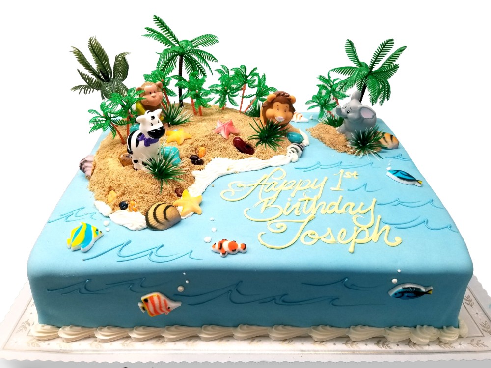 Island animals birthday cake