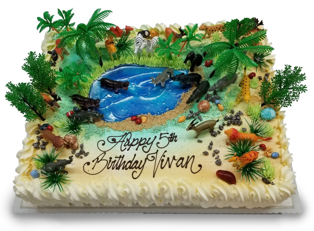Safari animals birthday cake