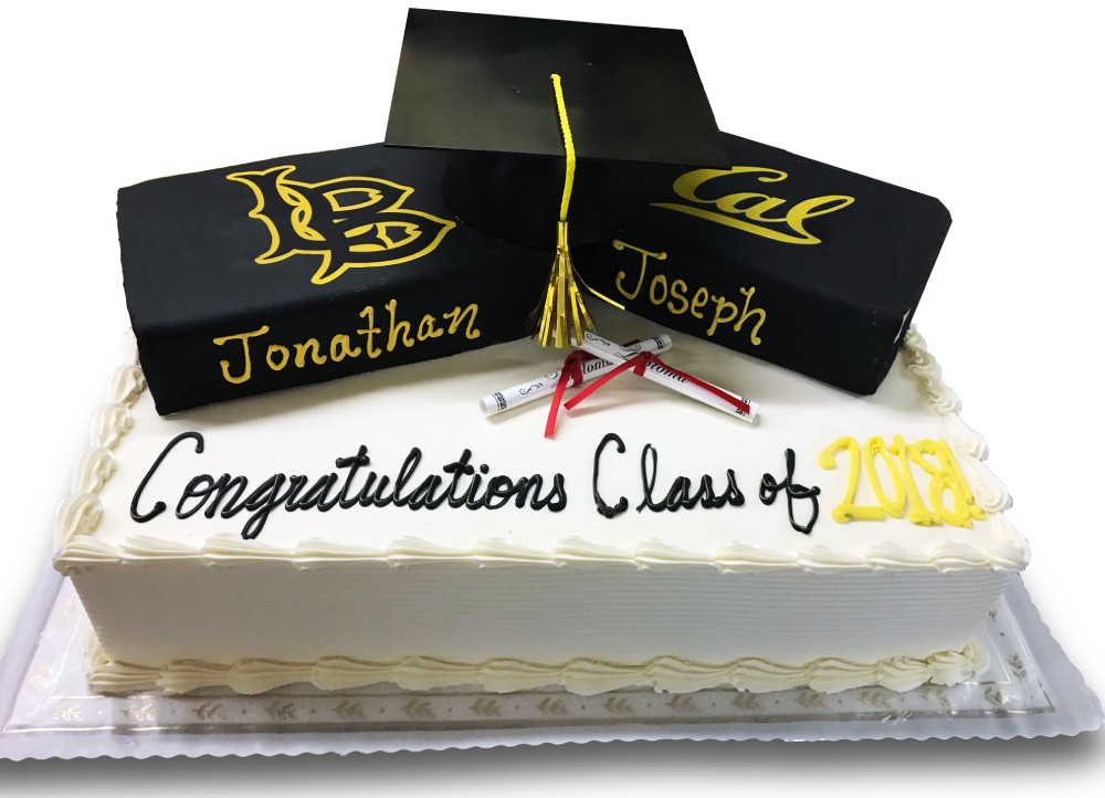 Graduation cake with cap and books