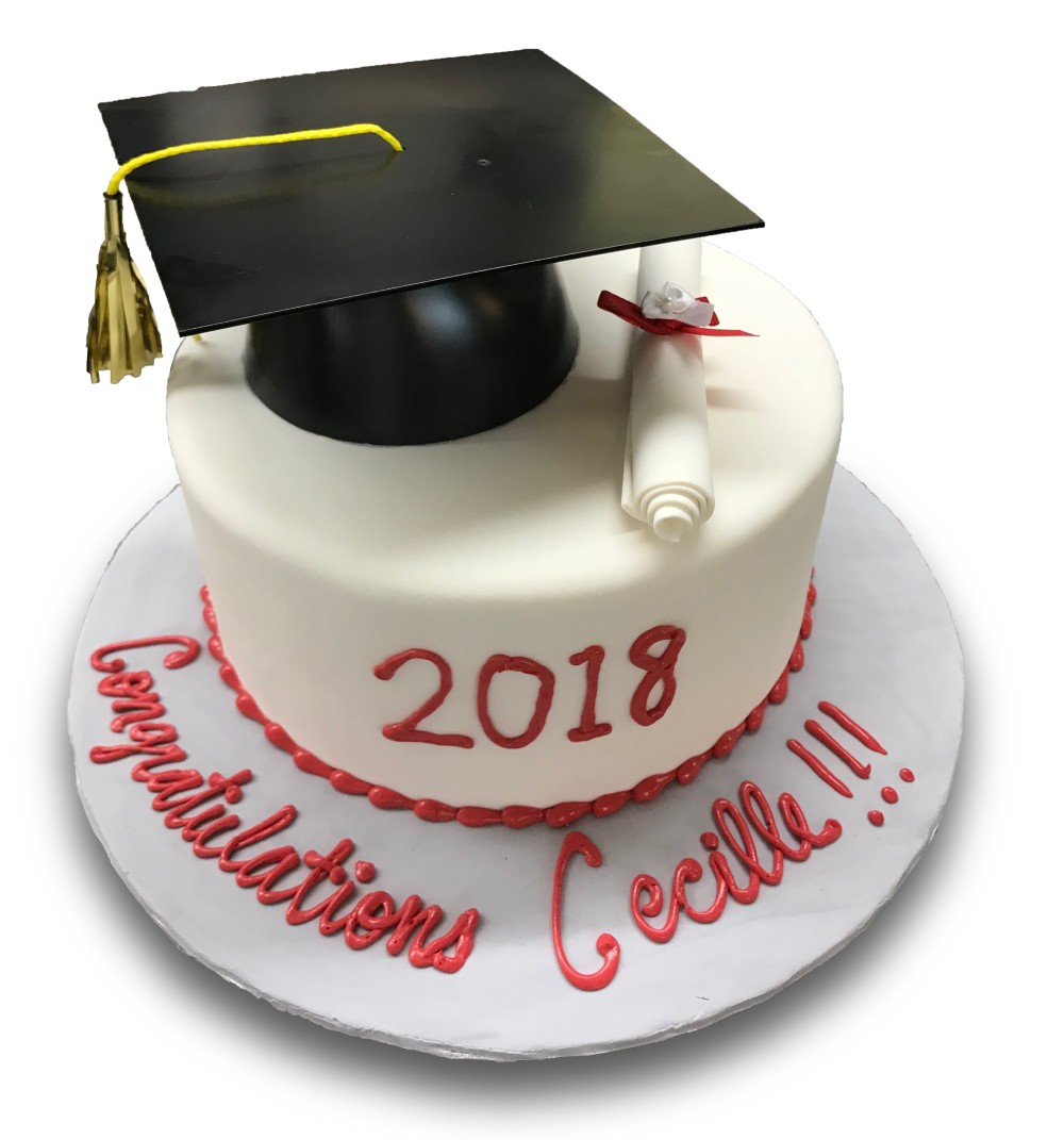 Simple graduation cake with cap and scroll 